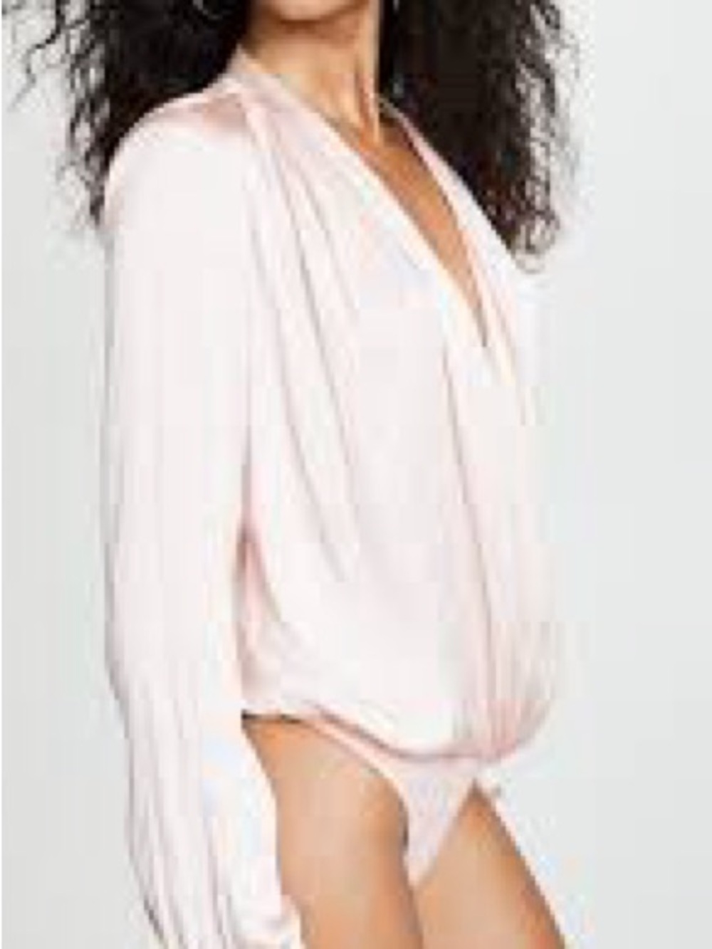Guess Blush Pink Lace-Inset Long-Sleeve Bodysuit